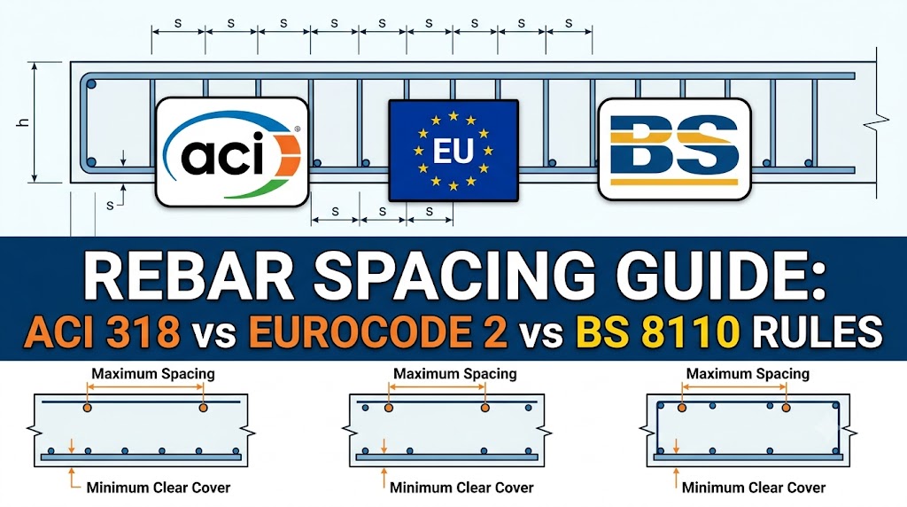 Rebar Spacing Guide: ACI 318 vs Eurocode 2 vs BS 8110 Rules